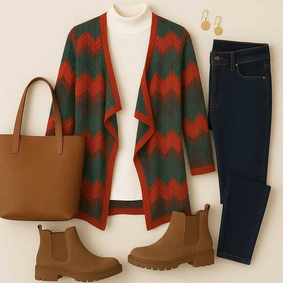 ✨ Multiples Chevron Open-Front Cardigan Sweater – Size Small ✨ - Picture 5 of 15